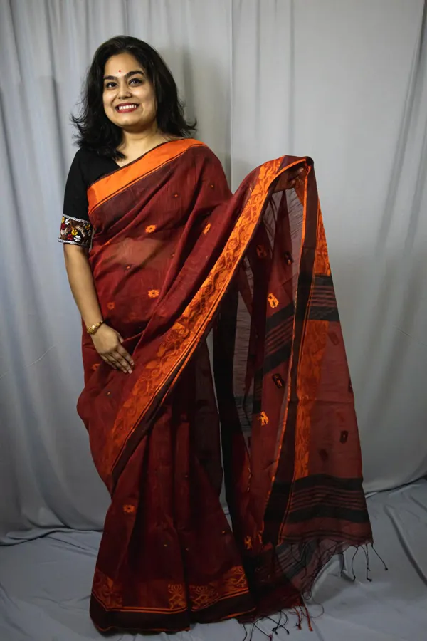 Black Cotton Saree – Amoli Clothing