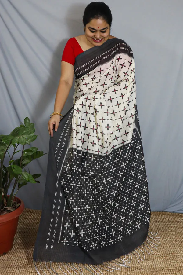 White Kotki Cotton Saree | Bongchong