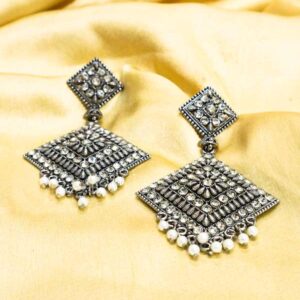 Diamond Shaped Oxidized Dangler Earring