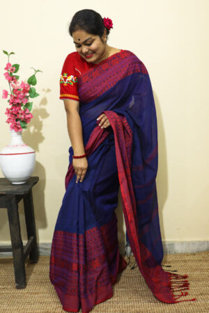 Purple - Bengal Handwoven Cotton Begumpuri Saree 30 main image 0