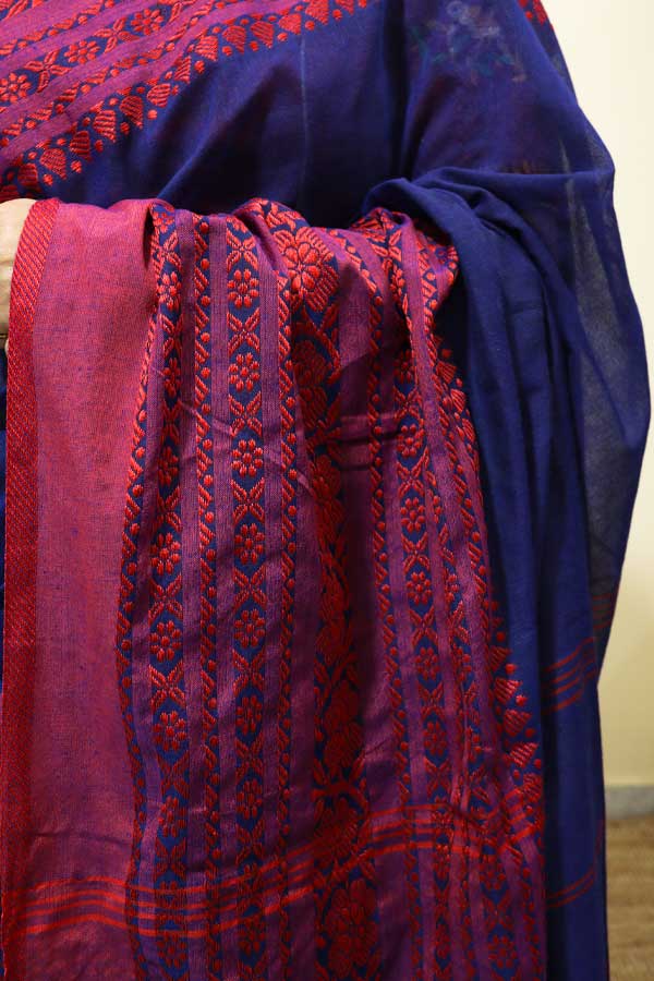 Black - Bengal Handwoven Cotton Begumpuri Saree 12