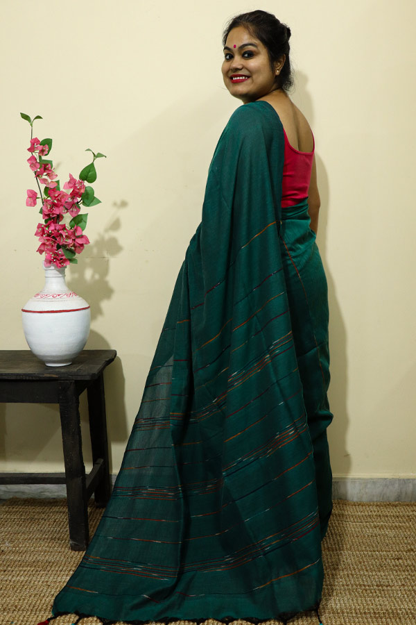 Casual, Traditional Green color Cotton fabric Saree : 1863576