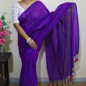 Violet Plain Soft Cotton Saree