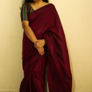 Magenta Plain Soft Cotton Saree