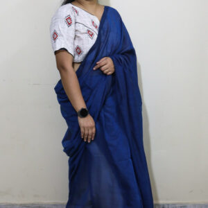 Blue Plain Cotton Saree