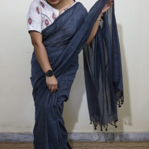 Grey Plain Cotton Saree