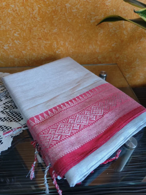 Off White Raaga Tissue Saree with Contrast Border