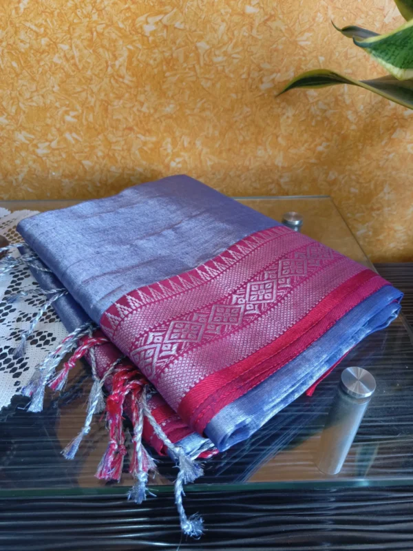 Blue Raaga Tissue Saree with Contrast Border