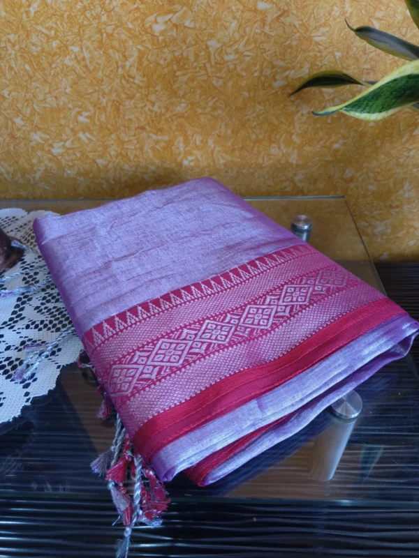 Violet Raaga Tissue Saree with Contrast Border