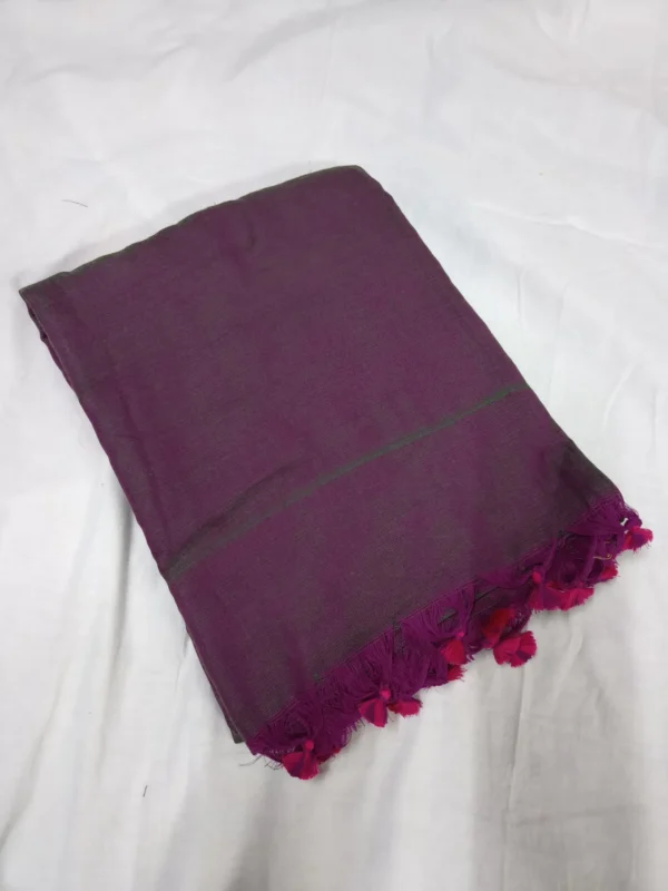 Purple Dual Toned Plain Soft Cotton Saree