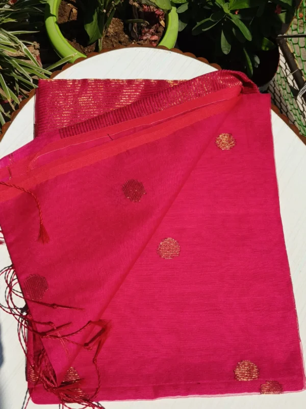 Magenta Soft Silk Saree with Magenta Muslin Drape