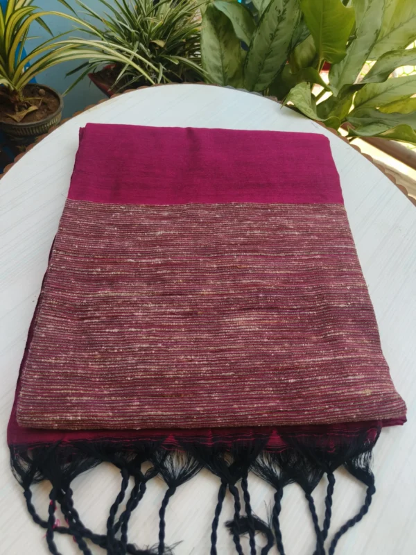 Wine Soft Cotton Saree with Ghicha Aanchal