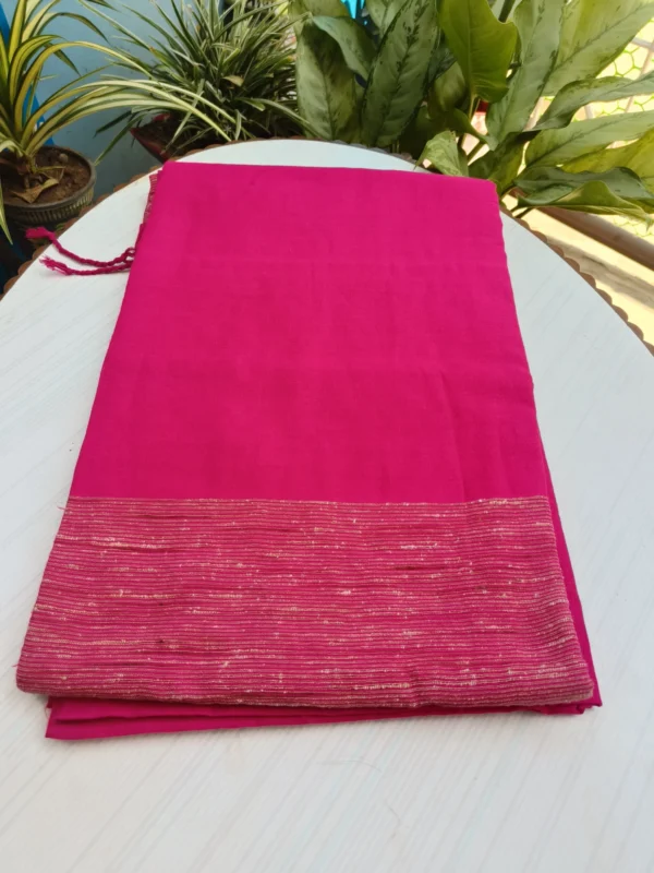 Fuchsia Soft Cotton Saree with Ghicha Aanchal