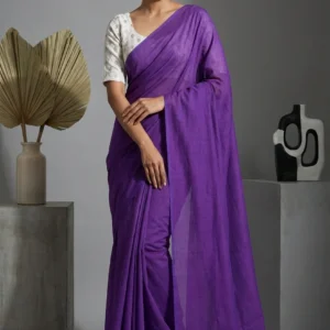 Violet Plain Soft Cotton Saree