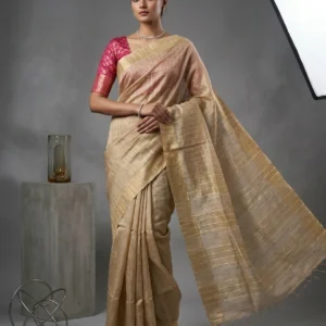 Beige Semi Tussar Silk Saree