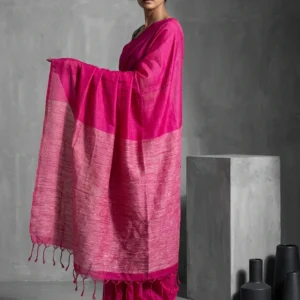 Fuchsia Soft Cotton Saree with Ghicha Aanchal