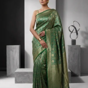 Green Semi Banarasi Silk Saree