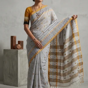 Lavender Soft Silk Saree with Ball Motif Borders