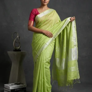 Light Green Blended Linen Saree
