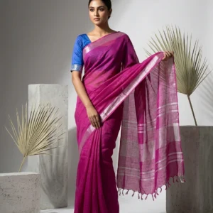Magenta Blended Linen Saree
