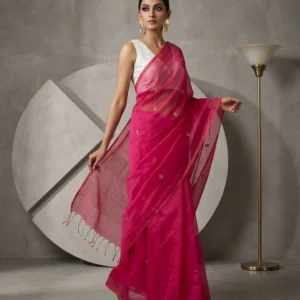 Magenta Soft Silk Saree with Magenta Muslin Drape