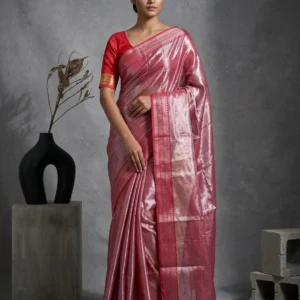 Maroon Raaga Tissue Saree with Contrast Border