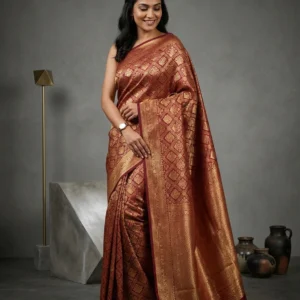Maroon Semi Banarasi Silk Saree
