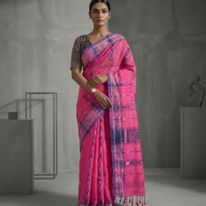 Pink Sambalpuri Ikat Printed Soft Cotton Saree