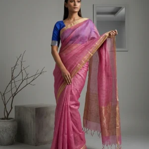 Pink Semi Ghicha Silk Saree