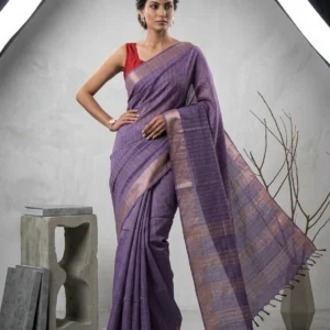 Purple Semi Tussar Silk Saree