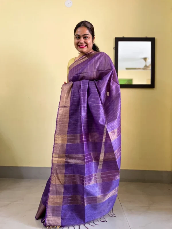 Purple Semi Tussar Silk Saree (2)