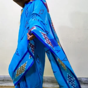 Sky Blue Soft Cotton Saree with Barfi Motifs